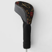 William Morris Rood Goud Klaproos Monogram Golfheadcover (Schuin)