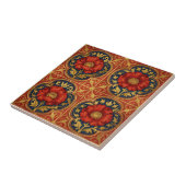 William Morris Rood Gouden Klaprozen geometrisch B Tegeltje (Zijkant)