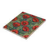 William Morris Rood Gouden Klaprozen geometrisch B Tegeltje (Zijkant)