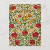 William Morris Roos & Birds Chintz Rood Briefkaart (Voorkant)