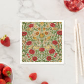William Morris Roos & Birds Chintz Rood Servet (Insitu)