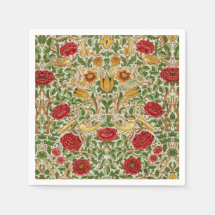 William Morris Roos & Birds Chintz Rood Servet