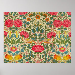William Morris Roos Bloem Chintz Roze Poster