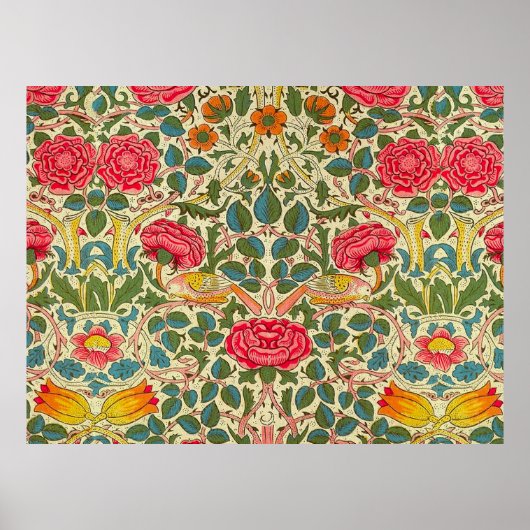 William Morris Roos Bloem Chintz Roze Poster (Voorkant)