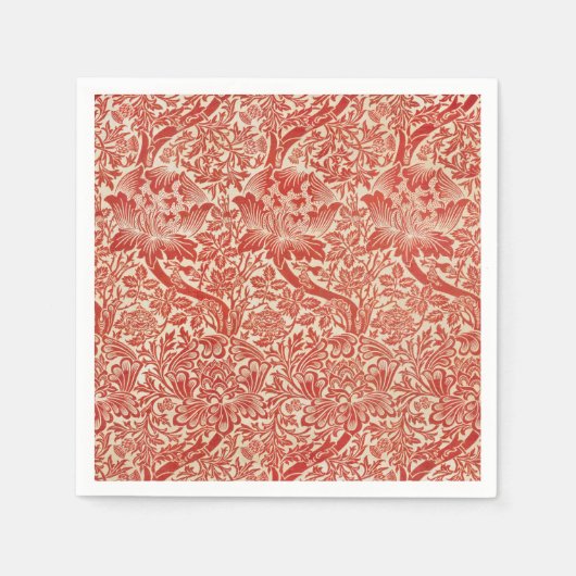 William Morris Roos & Distel Bloem Rood Servet (Voorkant)