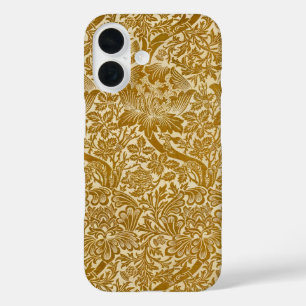 William Morris Roos en Distel Bloem Goud iPhone 16 Hoesje