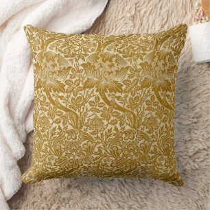 William Morris Roos en Distel Bloem Goud Kussen