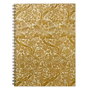 William Morris Roos en Distel Bloem Goud Notitieboek