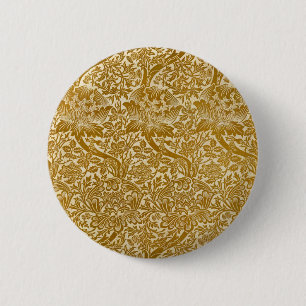 William Morris Roos en Distel Bloem Goud Ronde Button 5,7 Cm