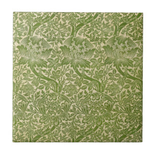 William Morris Roos en Distel Bloem Groen Tegeltje