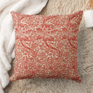 William Morris Roos en Distel Bloem Rood Kussen
