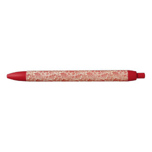 William Morris Roos en Distel Bloem Rood Zwarte Inkt Pen