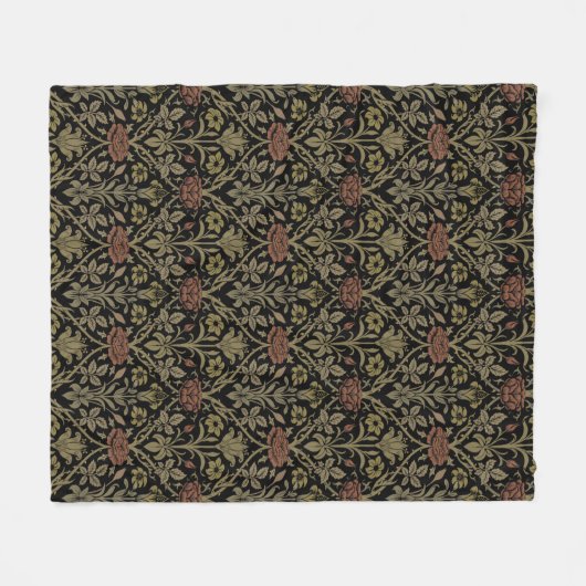 William Morris  Roos en Lily Pattern Fleece Deken (Voorkant (Horizontaal))