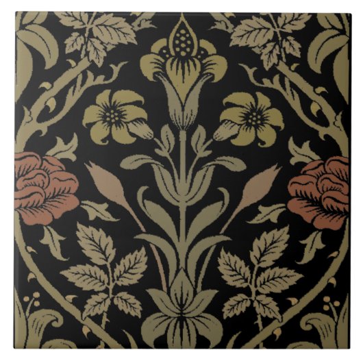 William Morris  Roos en Lily Pattern Tegeltje (Voorkant)