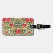 William Morris Roos Floral Chintz Pink Bagagelabel (Voorkant horizontaal)