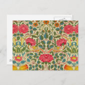William Morris Roos Floral Chintz Pink Briefkaart (Voorkant / Achterkant)