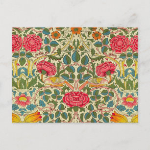 William Morris Roos Floral Chintz Pink Briefkaart