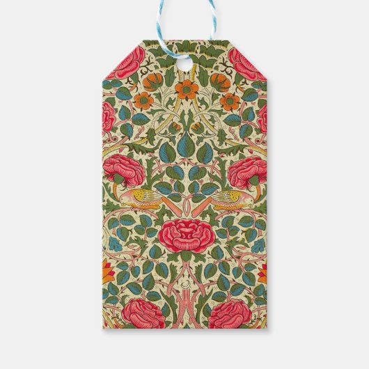 William Morris Roos Floral Chintz Pink Cadeaulabel (Voorkant)