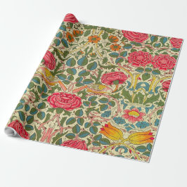 William Morris Roos Floral Chintz Pink Cadeaupapier