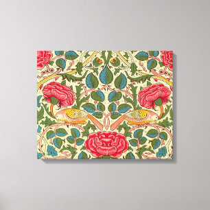 William Morris Roos Floral Chintz Pink Canvas Afdruk