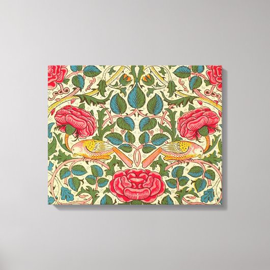 William Morris Roos Floral Chintz Pink Canvas Afdruk (Voorkant)