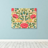 William Morris Roos Floral Chintz Pink Canvas Afdruk (Insitu (Houten vloer))
