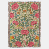William Morris Roos Floral Chintz Pink Deken (Voorkant Verticaal)