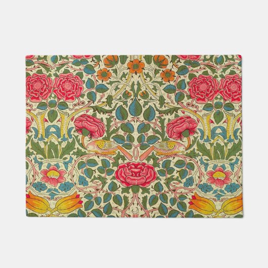 William Morris Roos Floral Chintz Pink Deurmat (Voorkant)