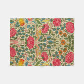 William Morris Roos Floral Chintz Pink Fleece Deken (Voorkant (Horizontaal))