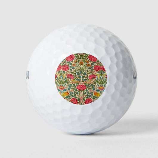 William Morris Roos Floral Chintz Pink Golfballen (Voorkant)
