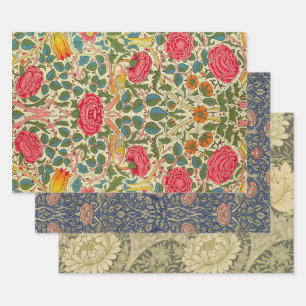 William Morris Roos Floral Chintz Pink Inpakpapier Vel