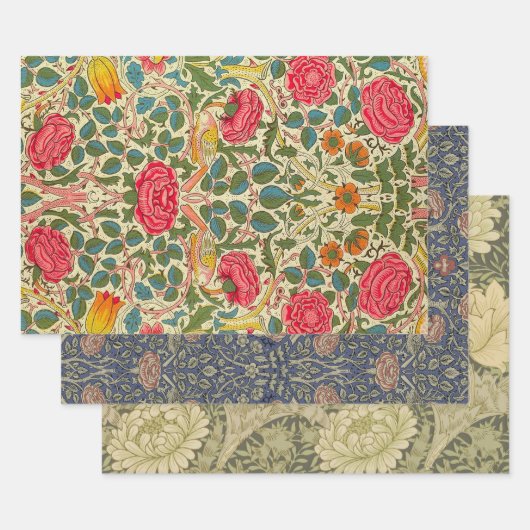 William Morris Roos Floral Chintz Pink Inpakpapier Vel (Set)