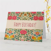 William Morris Roos Floral Chintz Pink Kaart (Gele Bloem)