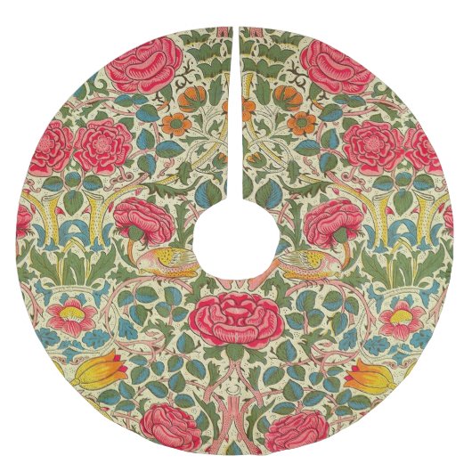 William Morris Roos Floral Chintz Pink Kerstboom Rok (Voorkant)