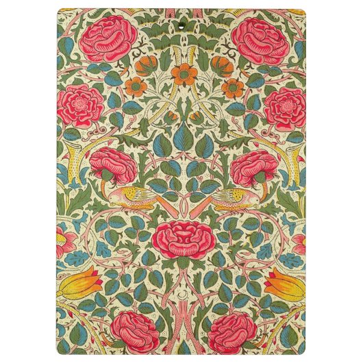 William Morris Roos Floral Chintz Pink Klembord (Achterkant)
