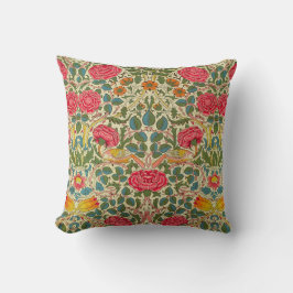William Morris Roos Floral Chintz Pink Kussen