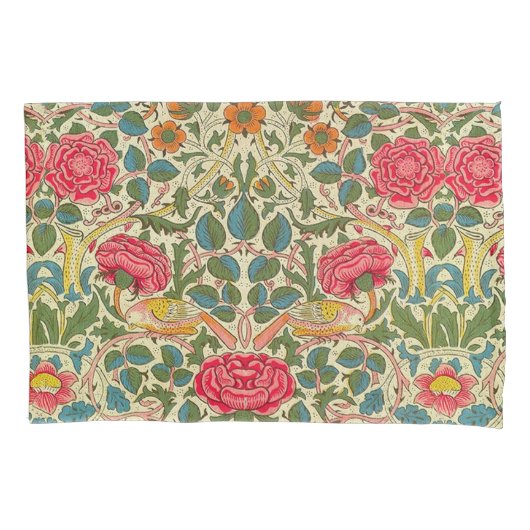 William Morris Roos Floral Chintz Pink Kussensloop (Voorkant)
