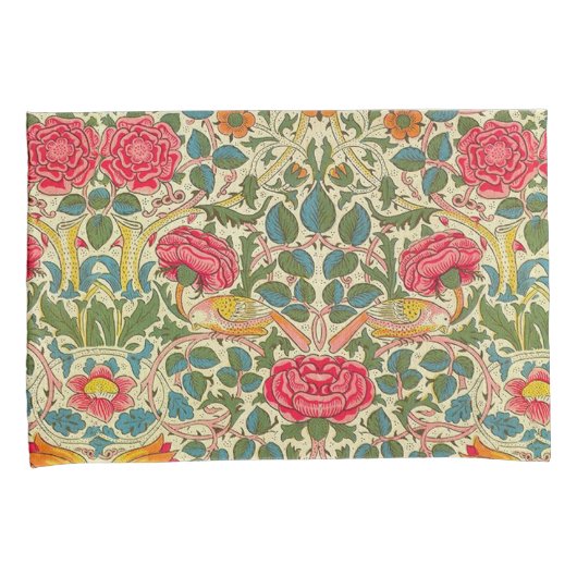 William Morris Roos Floral Chintz Pink Kussensloop (Voorkant-Rechts)