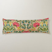 William Morris Roos Floral Chintz Pink Lichaamskussen (Achterkant)