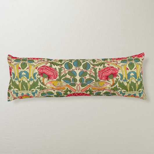 William Morris Roos Floral Chintz Pink Lichaamskussen (Achterkant)