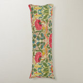 William Morris Roos Floral Chintz Pink Lichaamskussen (Voorkant Verticaal)