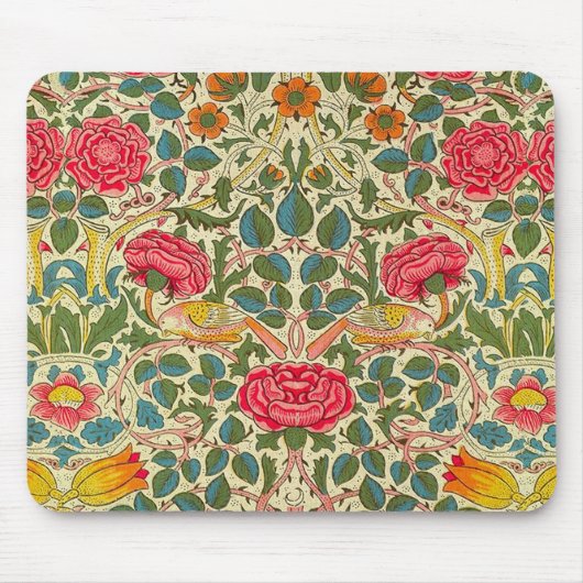 William Morris Roos Floral Chintz Pink Muismat (Voorkant)