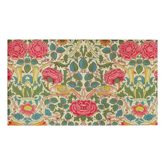 William Morris Roos Floral Chintz Pink Naambadge (Voorkant)