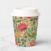 William Morris Roos Floral Chintz Pink Papieren Bekers (Achterkant)