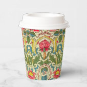 William Morris Roos Floral Chintz Pink Papieren Bekers (Rechts)