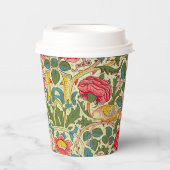 William Morris Roos Floral Chintz Pink Papieren Bekers (Voorkant)