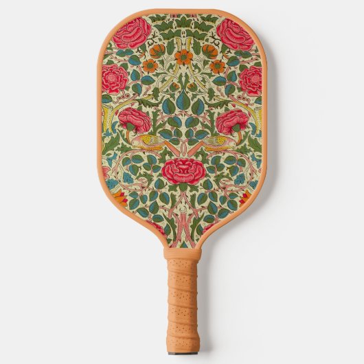 William Morris Roos Floral Chintz Pink Pickleball Paddle (Voorkant)
