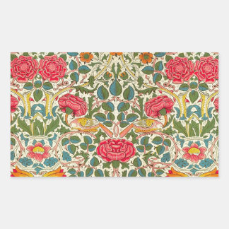 William Morris Roos Floral Chintz Pink Rechthoekige Sticker