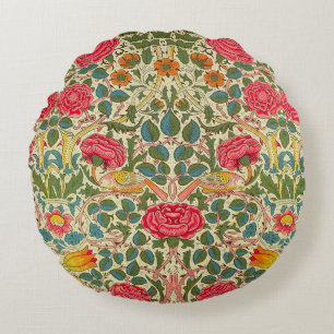 William Morris Roos Floral Chintz Pink Rond Kussen