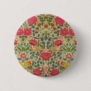 William Morris Roos Floral Chintz Pink Ronde Button 5,7 Cm